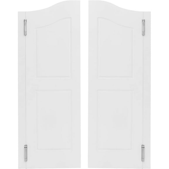 180 Swinging Cafe Door, Solid Pine Wood Cafe Saloon Door with Stainless Steel Hinges, Double Swing Door for Kitchen/Bar/Home Office (White, 32x42in)
