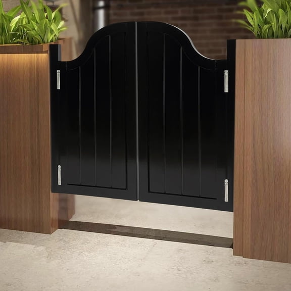 180 Swinging Doors Cafe Door, Solid Pine Wood Cafe Saloon Door with Hinges, Double Swing Door for Kitchen/Bar/Home Office (Black, 39x35.4in)