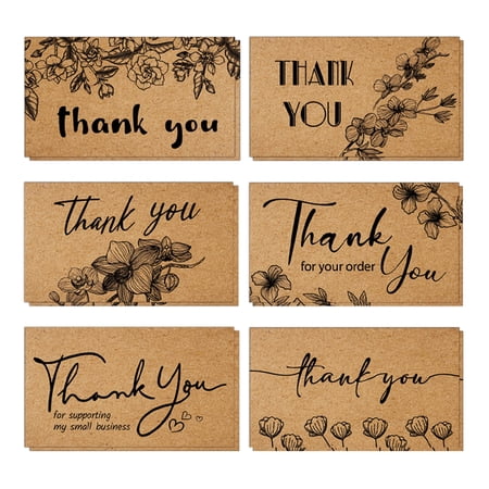 180 Thank You Cards Small Business, Mini Thank You for Supporting Note Cards, 6 Design Thanks Greeting Cards bulk for Retail Store, 2x3.5inch