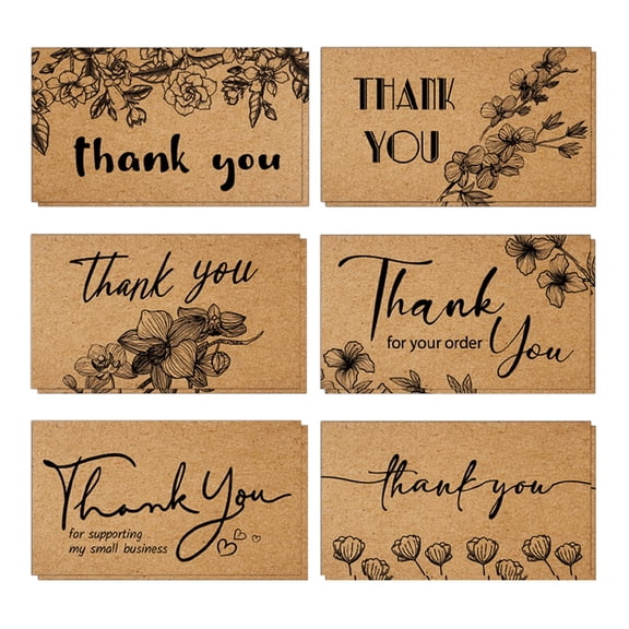 180 Thank You Cards Small Business, Mini Thank You for Supporting Note Cards, 6 Design Thanks Greeting Cards bulk for Retail Store, 2x3.5inch