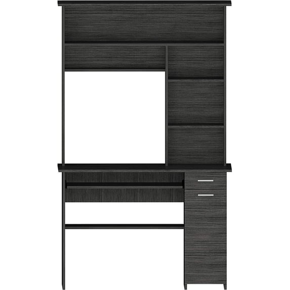 180 Two Computer Desk with Hutch, Retractable Keyboard, Drawer, CPU ...