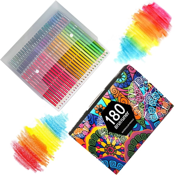 180 Watercolor Pencils, Premium Water Soluble Colored Pencils for Stunning Wet/Dry Blending, Ideal for Adult Coloring Books, Artists,  Smooth, Vibrant