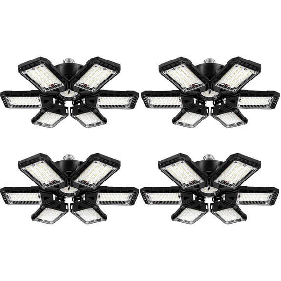 180-Watt LED Garage Shop Light with 6 Plus 1 Deformable Panels 18000 Lumen 6500K for Ceiling in Garage Warehouse 4-Pack
