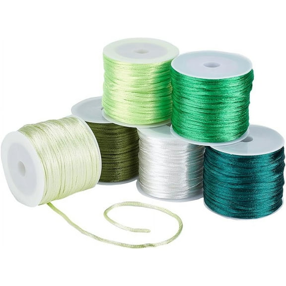 180 Yards Green Nylon String 1mm Rattail Satin Cord Bracelet String Thread for Macrame Kumihimo Friendship Bracelet Necklace Chinese Knot Dream Catchers Braid Hair 6 Color 1bag