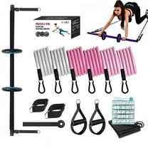 180 lb Pilates Kit with Resistance Band on Wheels, Multi-Function Exercise with Roller Pilates/Abs/Weight Loss, Portable Home Gym Pilates kit for Full Body Training Women (Black Pole)