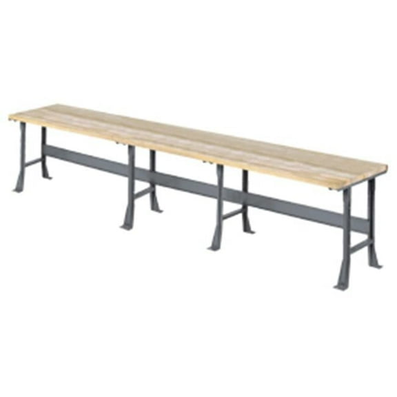 180 x 30 in. Extra Long Industrial Workbench with Maple Butcher Block Square Edge - Gray