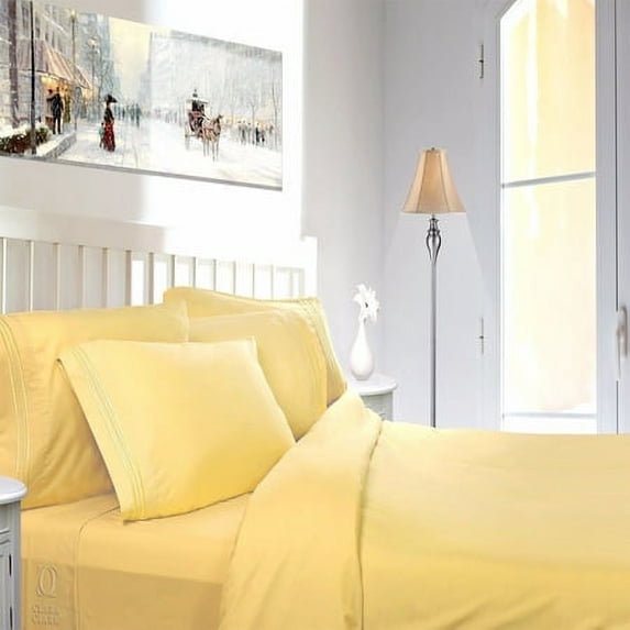 1800 Count 4 Piece Bed Sheet Set Deep Pocket Comfort Bed Sheets California King Size Bed Custard Mellow Yellow Color Bed Sheet