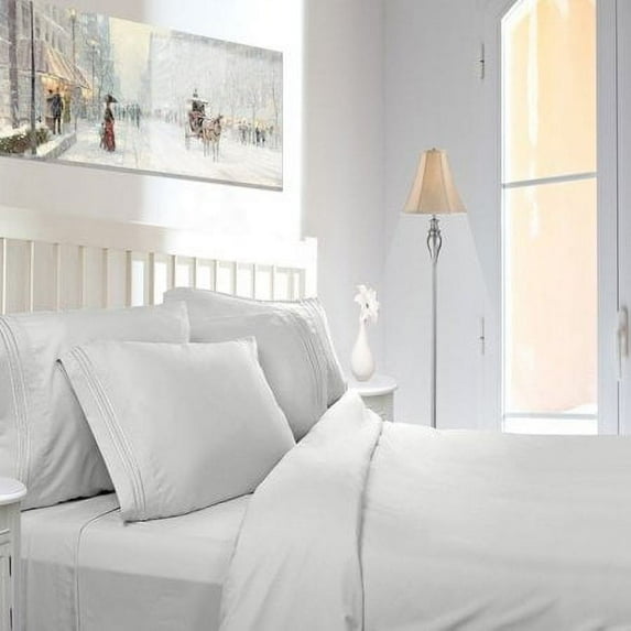 1800 Count 4 Piece Bed Sheet Set Deep Pocket Comfort Bed Sheets Queen Size Bed White Color Bed Sheet