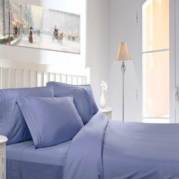 1800 Count 4 Piece Bed Sheet Set Deep Pocket Comfort Bed Sheets Twin Size Bed Steel Blue Color Bed Sheet