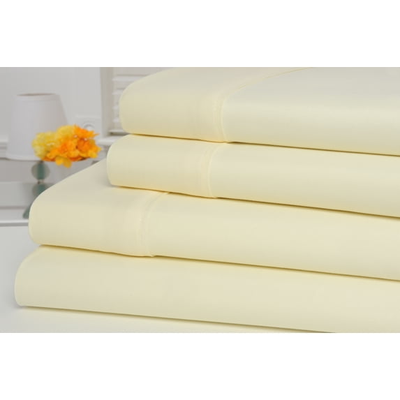1800 Count Bamboo Egyptian Comfort Extra Soft Solid Bed Sheets 4 Piece Set - 8 Colors - Full / Ivory
