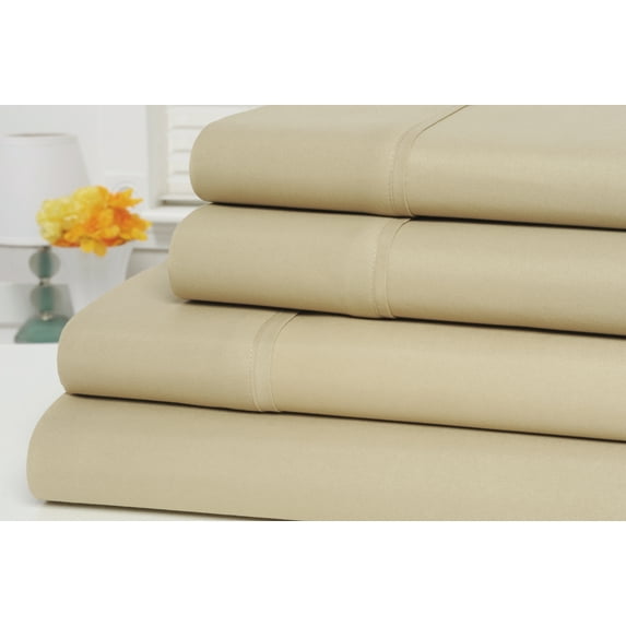 1800 Count Bamboo Egyptian Comfort Extra Soft Solid Bed Sheets 4 Piece Set - 8 Colors - Queen / Taupe