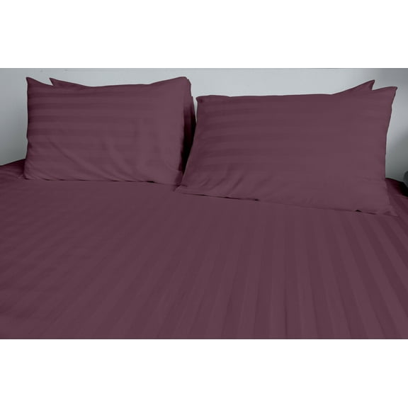 1800 Count Cotton Bamboo Feel Dobby Striped Sheet Set Deep Pockets 4 Piece Set