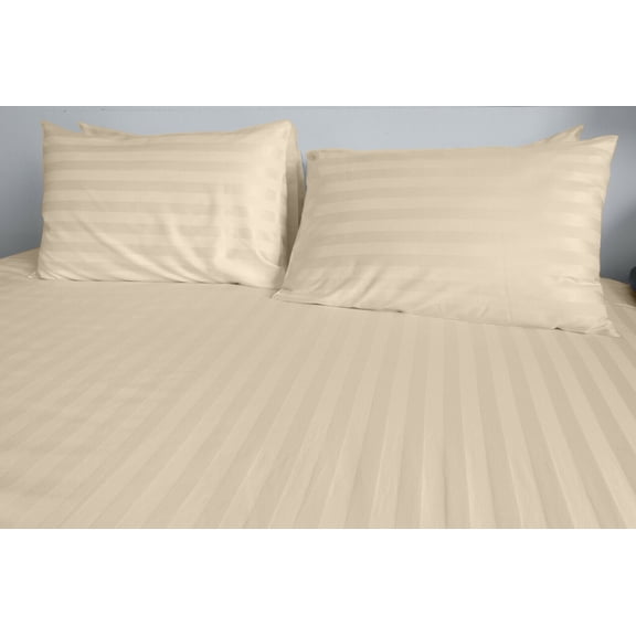 1800 Count Cotton Bamboo Feel Dobby Striped Sheet Set Deep Pockets 4 Piece Set