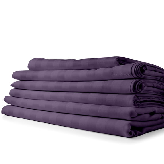 1800 Count Cotton & Bamboo Feel Dobby Striped Sheet Set Deep Pockets 4 Piece Sheets