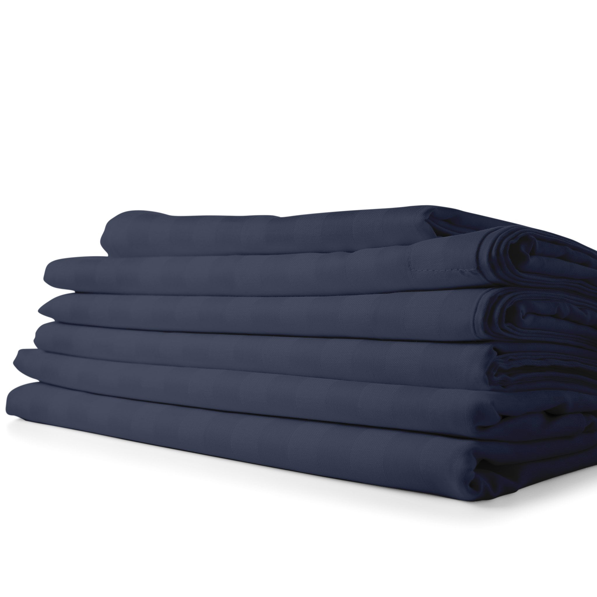 1800 Count Cotton & Bamboo Feel Dobby Striped Sheet Set Deep Pockets 4 Piece Sheets