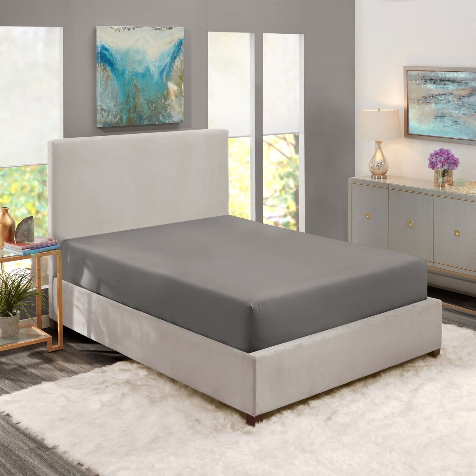 1800 Deep Pocket Fitted Sheet Queen King Fully Elastic Fitted Sheets