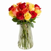 1800 Flowers - Autumn Rose Bouquet Only: 18 Red, Orange & Yellow Roses, Decorative
