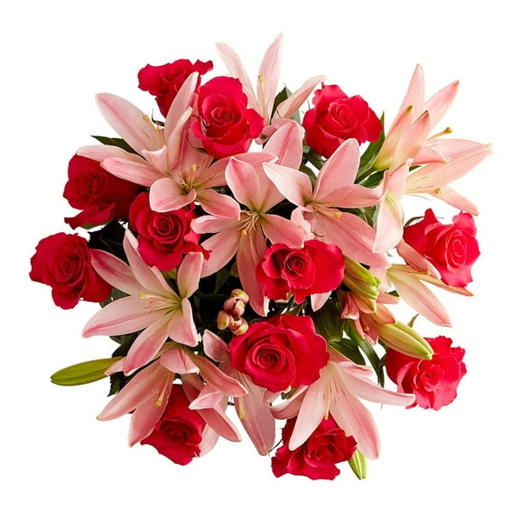 1800 Flowers - Magnificent Pink Rose & Lily Bouquet Only: Fresh Cut Flowers, Decorative