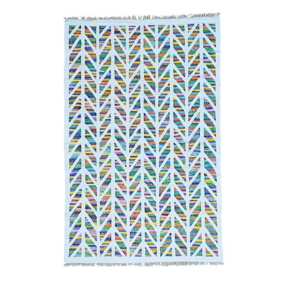 1800 Get A Rug sh29379 6 ft. x 9 ft. Flat Weave Hand Woven Kilim Wool & Sari Silk Oriental Rug, Multicolor