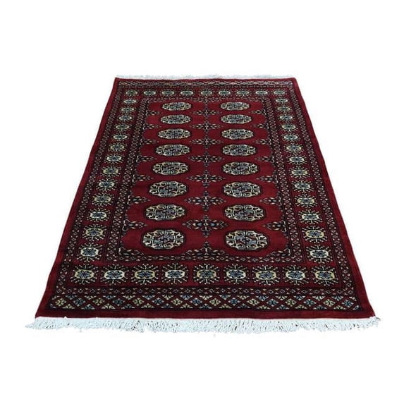 1800 Get A Rug sh33513 3 ft. 1 in. x 5 ft. 3 in. Handmade Bokara Elephant Feet Design Pure Wool Oriental Rug, Red