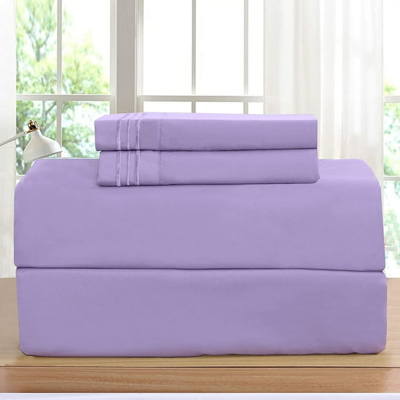 1800 Microfiber Bed Sheet Set 6 Piece Bed Sheets Deep Pocket -King Lilac