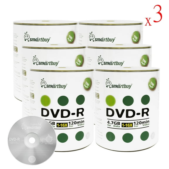 1800 Pack Smartbuy 16X DVD-R 4.7GB 120Min Logo (Non-Printable) Data Blank Media Recordable Disc