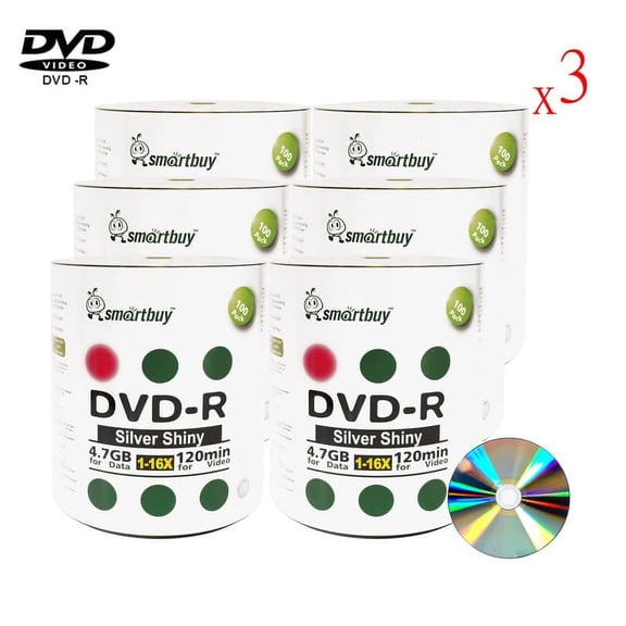 1800 Pack Smartbuy 16X DVD-R 4.7GB 120Min Shiny Silver (Non-Printable) Data Blank Media Recordable Disc
