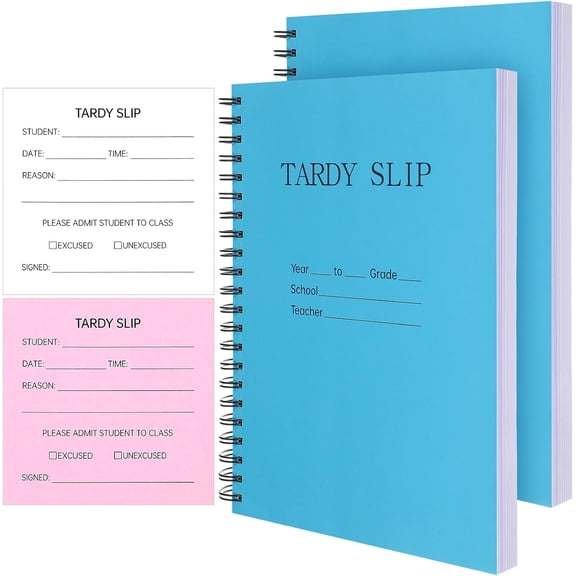 1800 Pcs/2 Book Tardy Slip Book with Carbonless Duplicates 3.5 x 4.3 Inch Tardy Slips Per Books Form Register Copy for School Recording Student Late Arrivals Easy Removal Fold and Tear