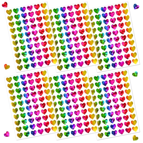 1800 Pcs Holographic Heart Stickers, 0.6 Inch Rainbow Glitter Mini Stickers for Valentine's Day Decor, Planner, Scrapbooking, DIY Crafts