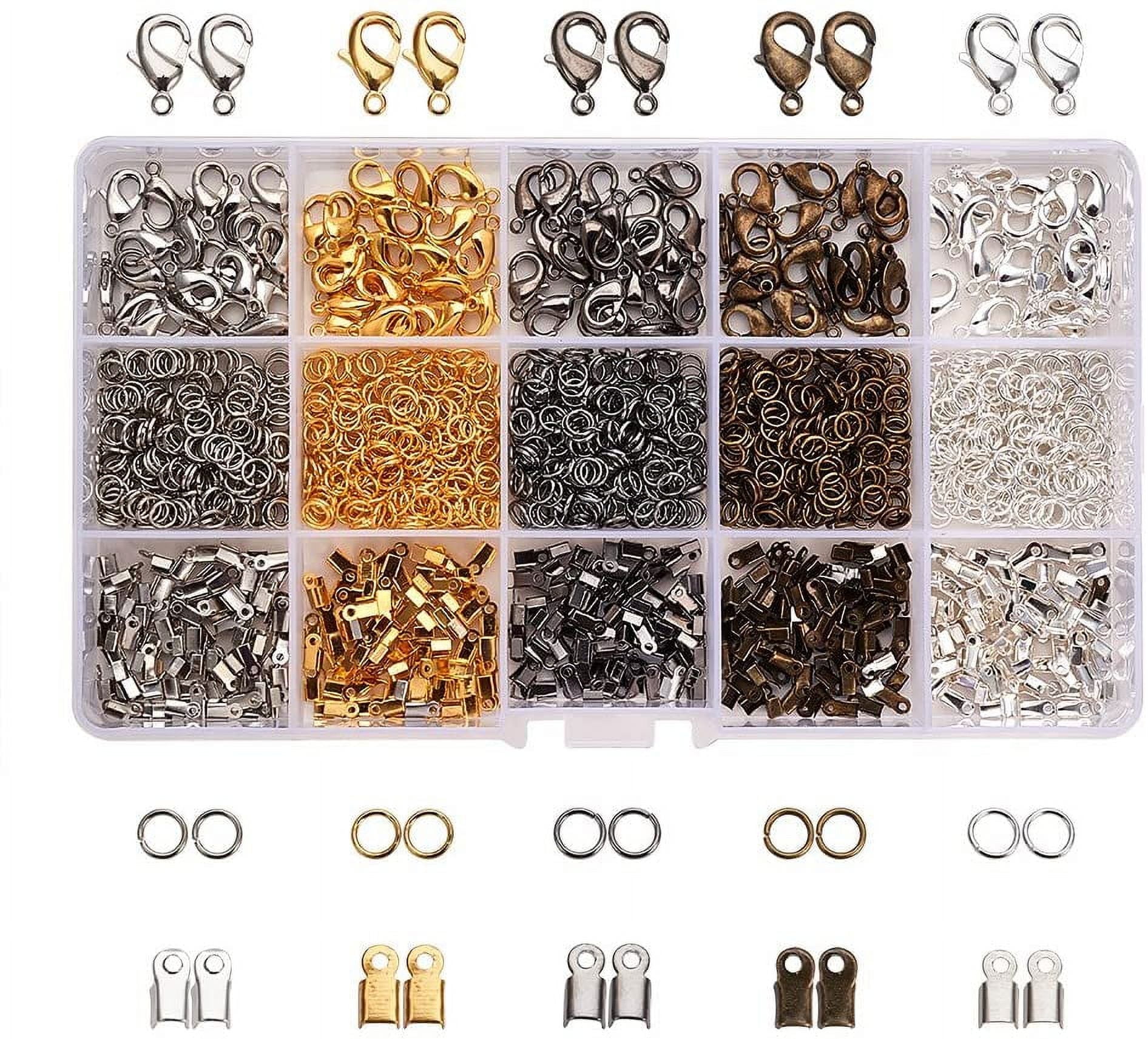 1800 Pcs Jewelry Finding Kits 5 Colors Cord Ends Lobster Claw Clasps ...