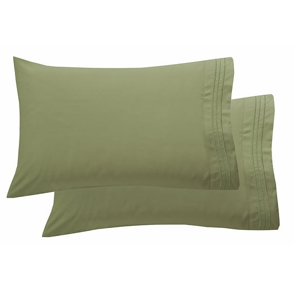 1800 Preimer Hotel Collection Egyptian Quality Super Soft Wrinkle Free 2-Piece Pillowcases- King Size-Sage/Green