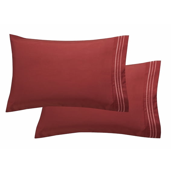 1800 Preimer Hotel Collection Egyptian Quality Super Soft Wrinkle Free 2-Piece Pillowcases- Standard Size-Burgundy