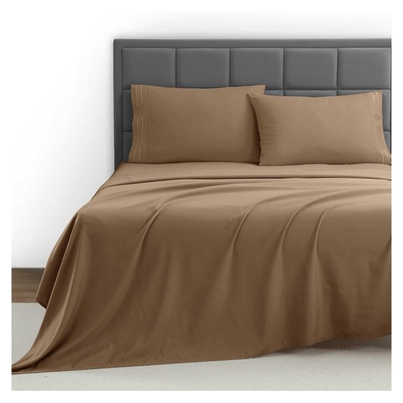 1800 Premier Series 4pc Bed Sheet Set - King, Mocha Light Brown Carmel