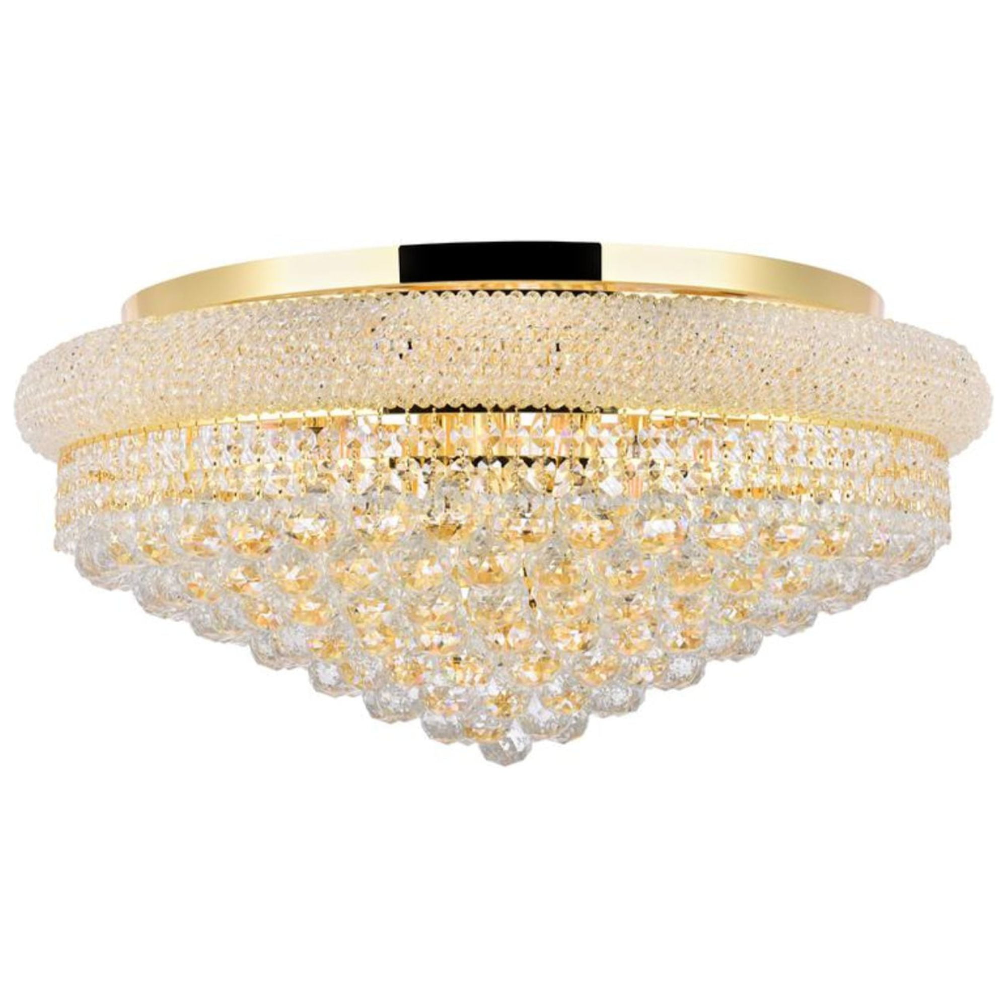 Elegant Primo Gold 15-Light Flush Mount with Royal Cut Crystal