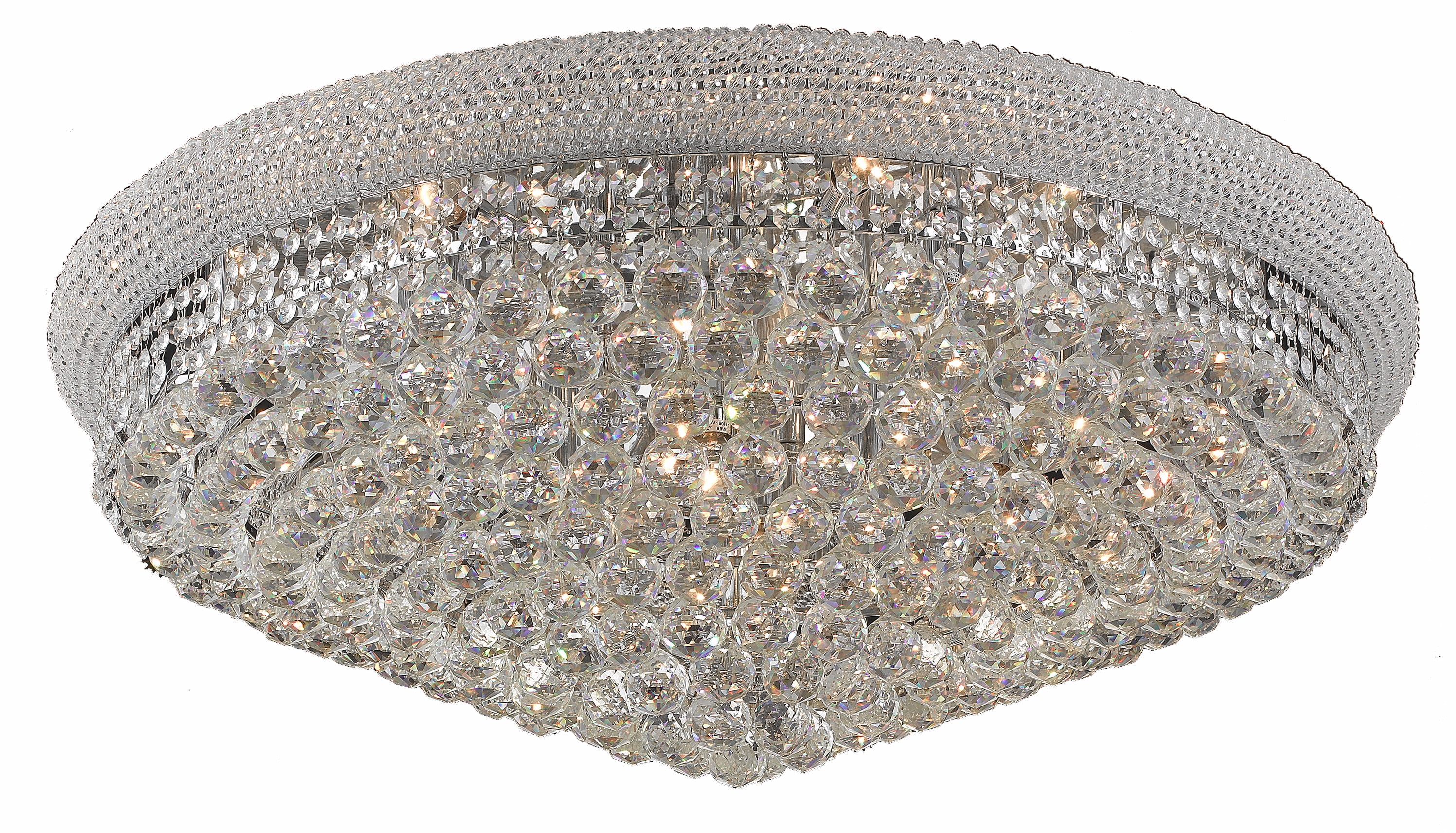 Primo 36" Chrome Flush Mount with Clear Royal Cut Crystals