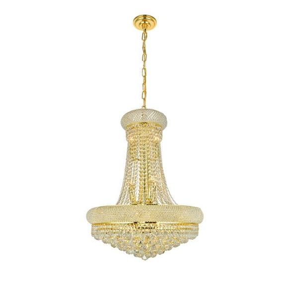 1800 Primo Collection Hanging Fixture D24in H32in Lt:14 Gold Finish (Royal Cut Crystals)
