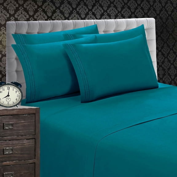 1800 Series 4-Piece Bed Sheet Set Deep Pocket up to 16 inch California King Royal Blue
