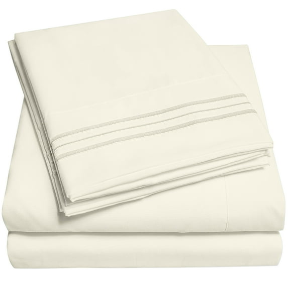 1800 Thread Count 4 Piece Deep Pocket Bedroom Bed Sheet Set Full - Ivory