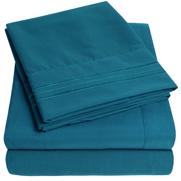 1800 Series 4 Piece Deep Pocket Bedroom Bed Sheet Set Full - Teal