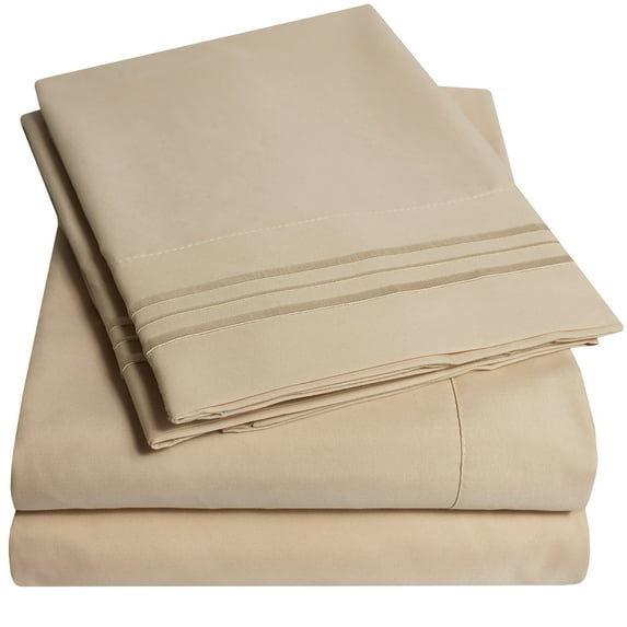 1800 Series 4 Piece Deep Pocket Bedroom Bed Sheet Set King - Taupe