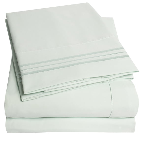 1800 Series 4 Piece Deep Pocket Bedroom Bed Sheet Set Queen - Mint