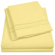 1800 Series 4 Piece Deep Pocket Bedroom Bed Sheet Set Queen - Pale Yellow