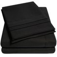 thumbnail image 1 of 1800 Series 4 Piece Deep Pocket Bedroom Bed Sheet Set Split King - Black, 1 of 2