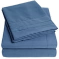 thumbnail image 1 of 1800 Series 4 Piece Deep Pocket Bedroom Bed Sheet Set Split King - Denim, 1 of 2