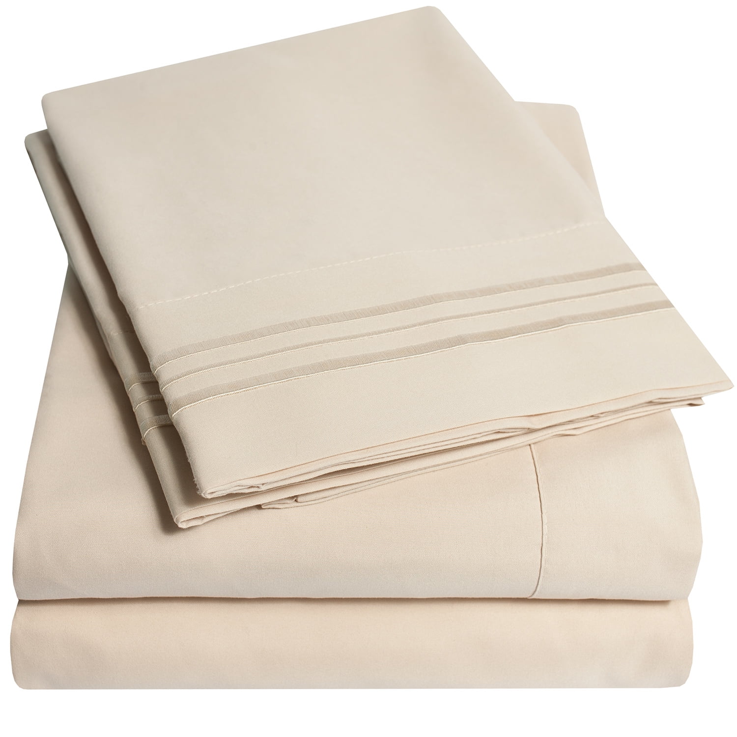 Twin Beige Ultra Soft Microfiber 4-Piece Sheet Set