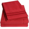 thumbnail image 1 of 1800 Series 4 Piece Deep Pocket Bedroom Bed Sheet Set Twin XL - Red, 1 of 2