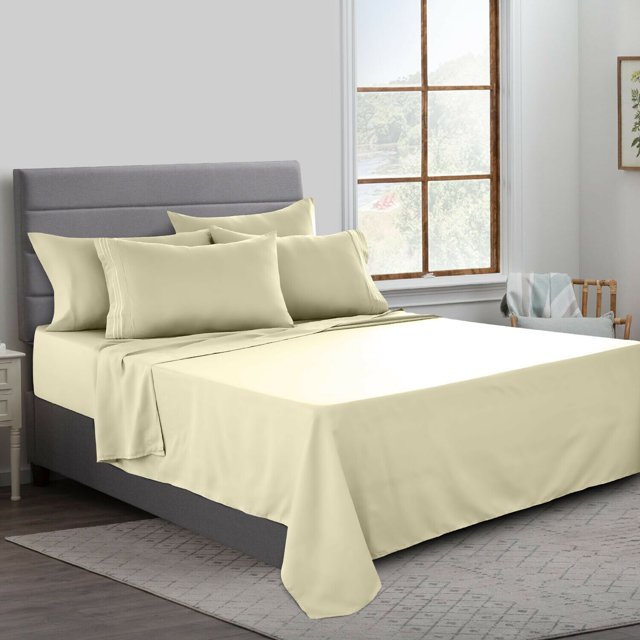 1800 Series 6 Piece Bed Sheet Set Soft Deep Pocket Twin King Queen Full