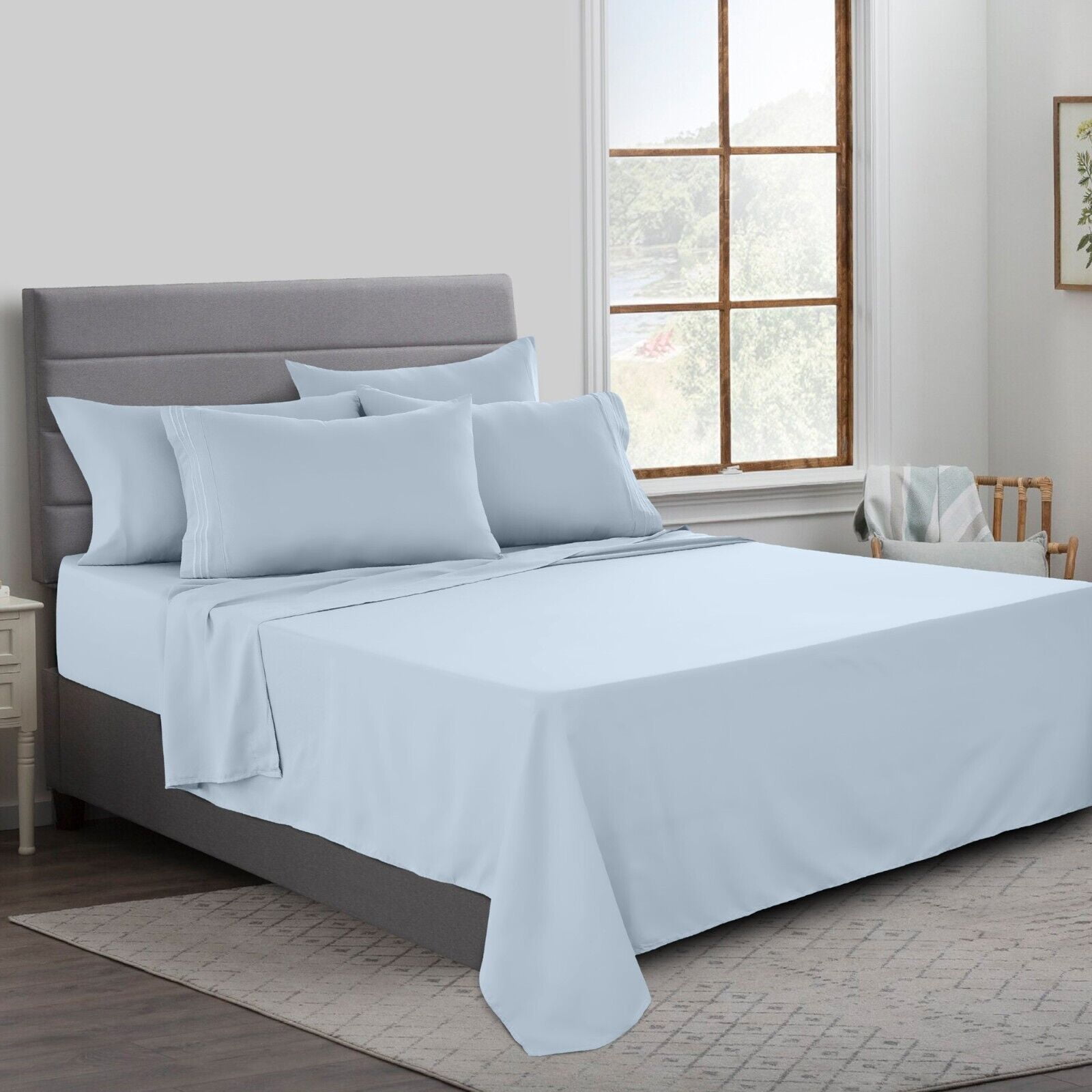 1800 Series 6 Piece Bed Sheet Set Soft Deep Pocket Twin King Queen Full