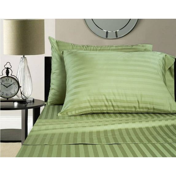 1800 Series Brused Microfiber Split King Sheet Set For Adjustable Beds - Stripe Sage by The Great American Store