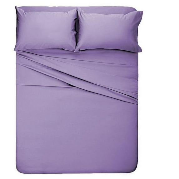 1800 Series Brushed Microfiber 12 Inch Deep Pocket Three Quarter Size Sheet Set - Wrinkle, Fade, - Hypoallergenic - Solid Lavender